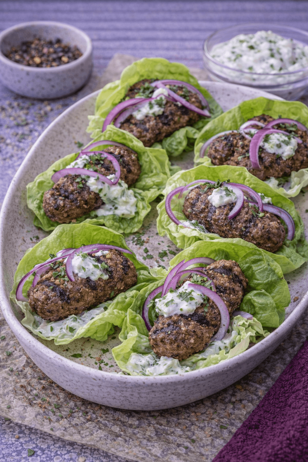 7 Spice Grilled Lamb Kofta Lettuce Wraps