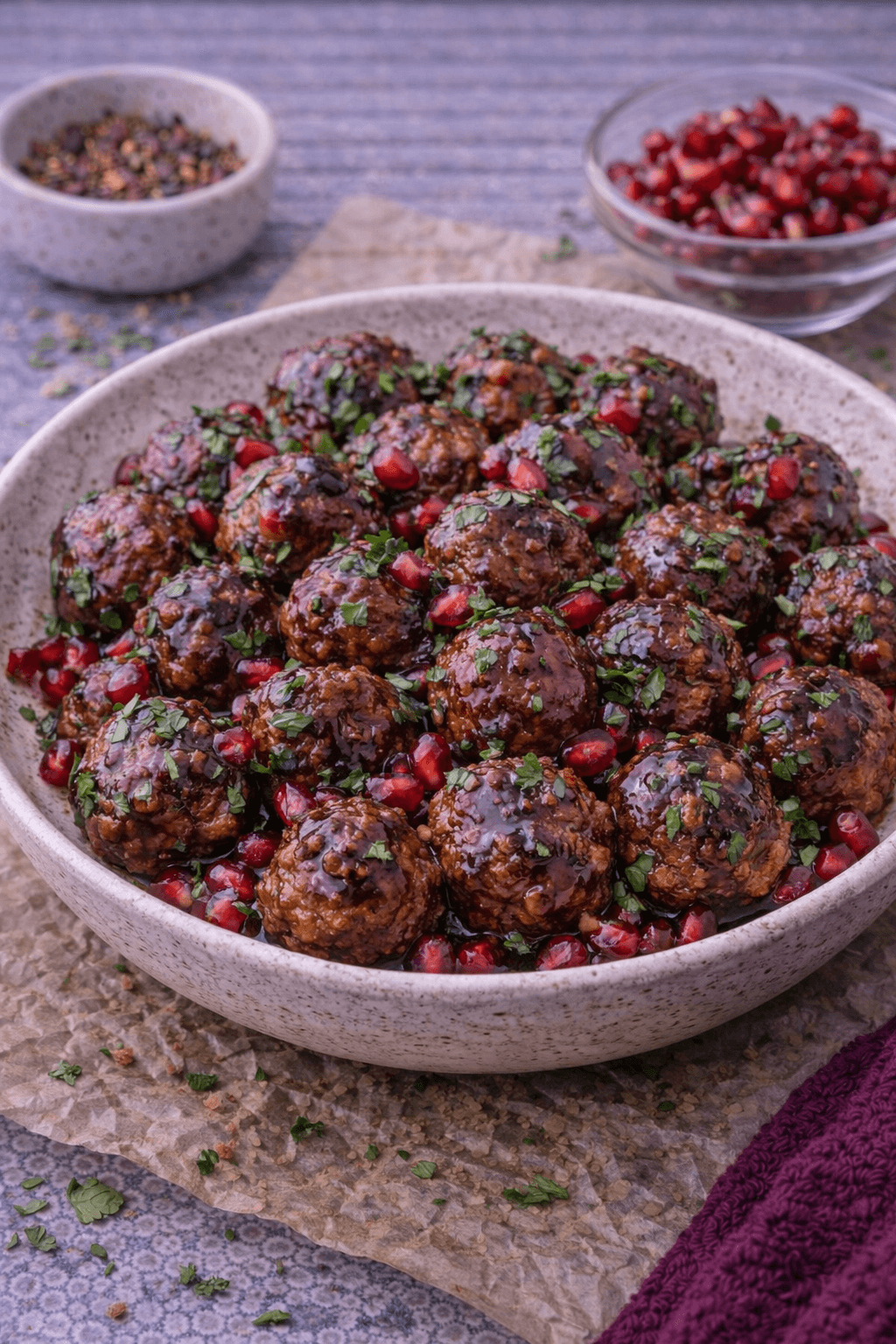 7 Spice Lamb Meatballs with Pomegranate Glaze