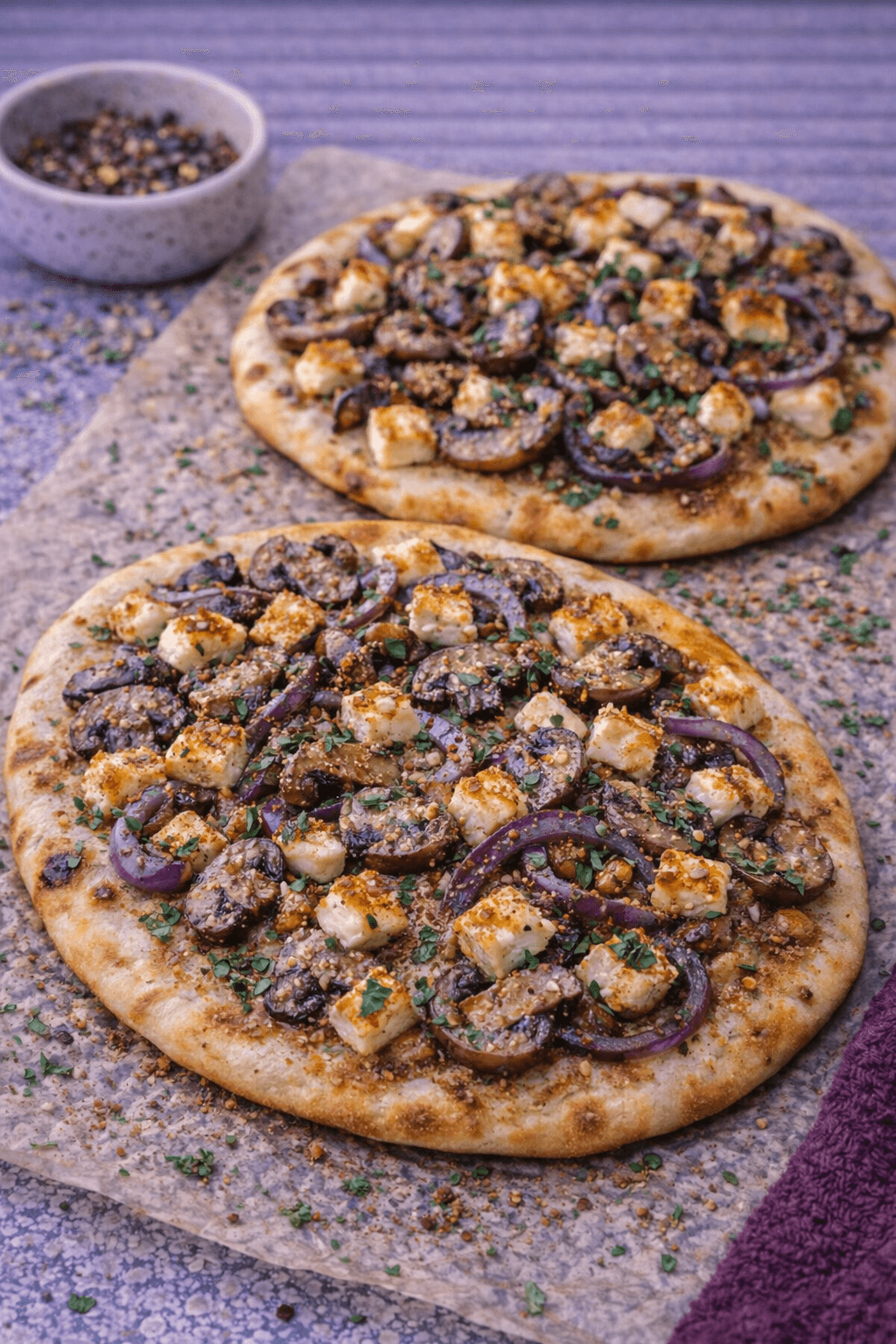 7 Spice Mushroom & Halloumi Flatbread