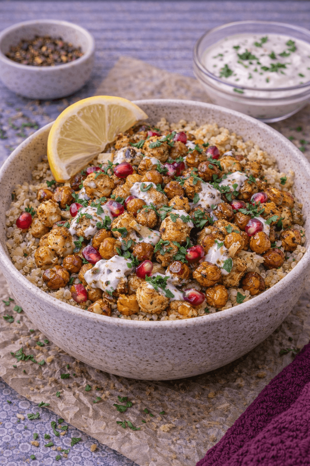 7 Spice Roasted Chickpea & Cauliflower Bowl