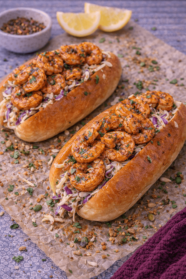 Harissa Butter Shrimp Rolls