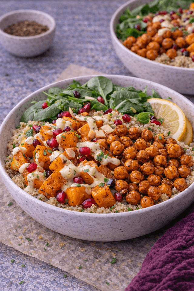 Harissa-Spiced Butternut Squash & Chickpea Buddha Bowl