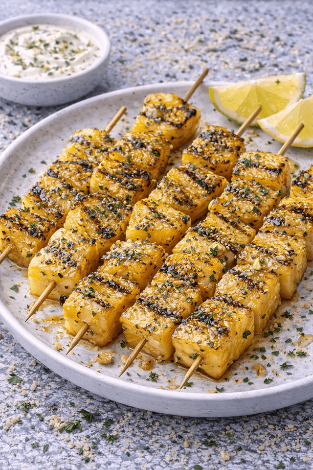 Jordanian Thyme Grilled Pineapple Skewers