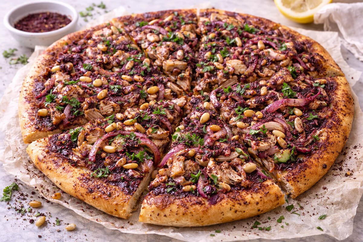 Musakhan Pizza (Palestinian Chicken Pizza with a Twist)
