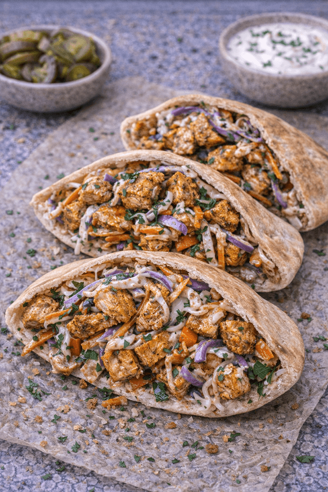 Shawarma Chicken Stuffed Flatbread Pockets