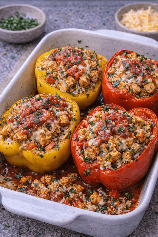 Shawarma Chicken Stuffed Peppers