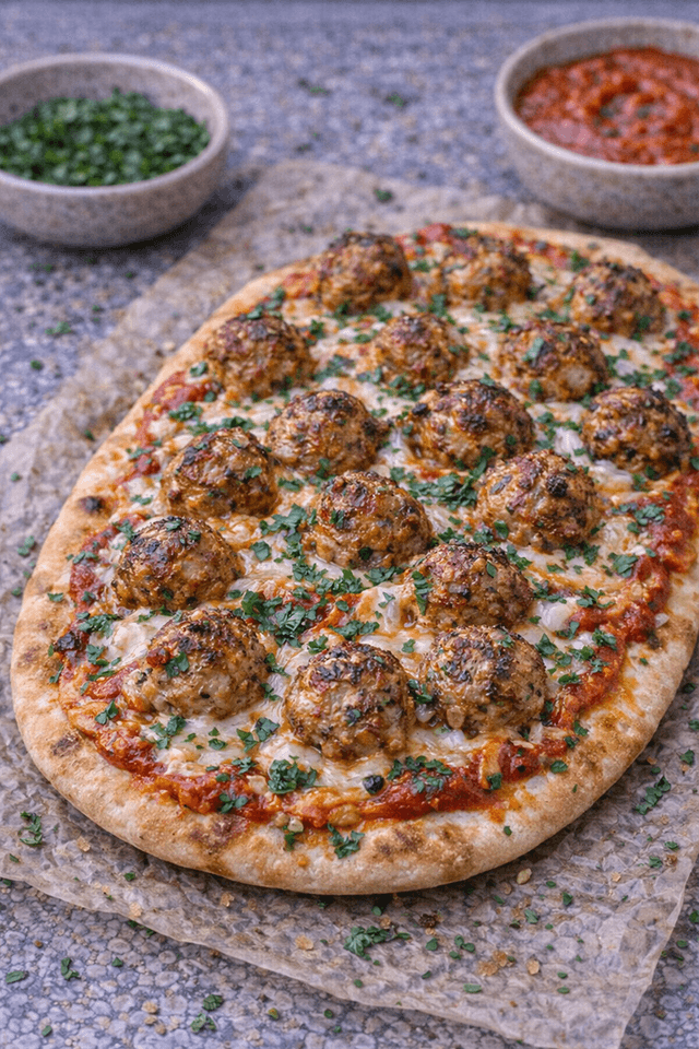 Shawarma-Spiced Meatball Flatbread