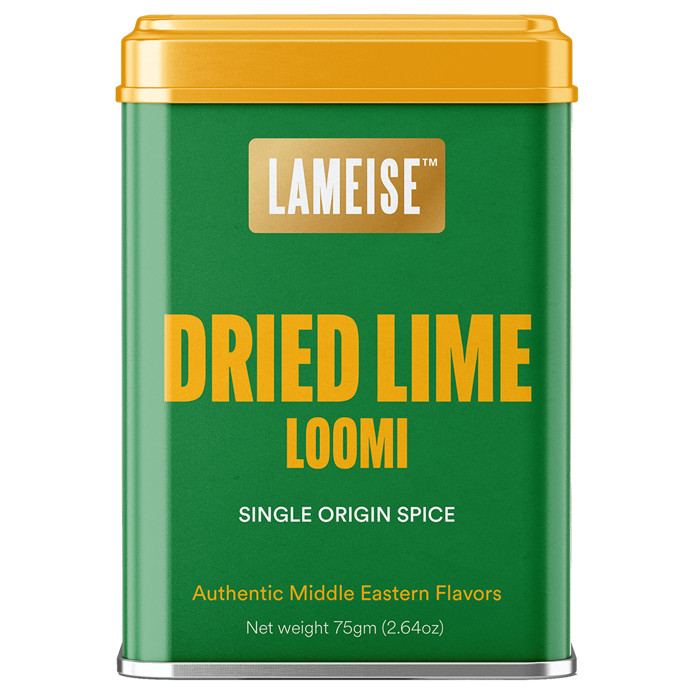 Dried lime loomi spice tin front view 75g – LAMEISE