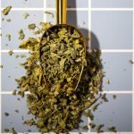 Jordanian thyme dried leaves texture close up – Middle Eastern herb