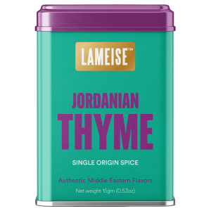 Jordanian thyme spice tin front view 75g – LAMEISE