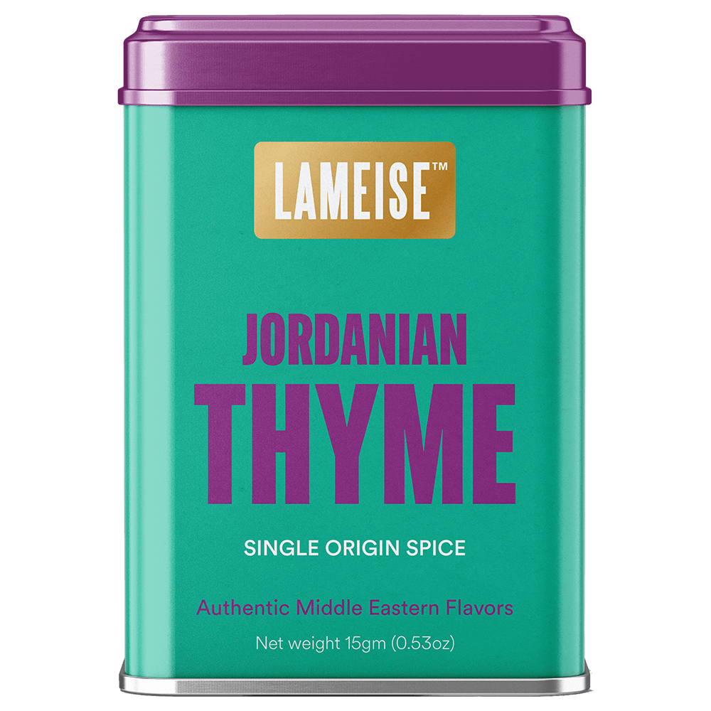 Jordanian thyme spice tin front view 75g – LAMEISE